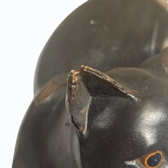 Vtg Pair Black Brown Kitty Cat Figurines  Shelf Sitters 6" and 7" READ - Picture 10 of 16